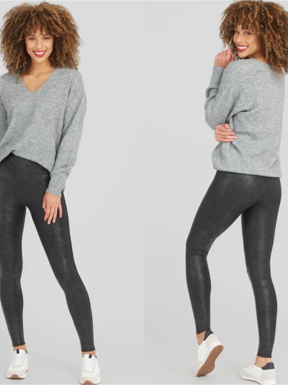Spanx- Faux Leather Snake Leggings small